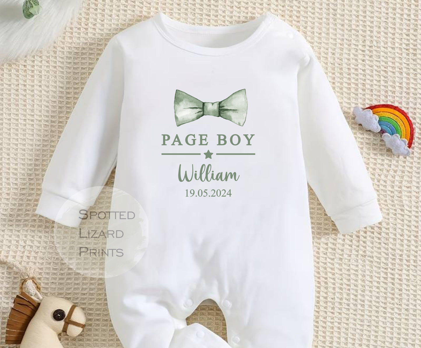 Personalised Page Boy Baby Sleepsuit Page Boy Sleepsuit, Bodysuit - Thank you, Wedding Gift, Page Boy Gift