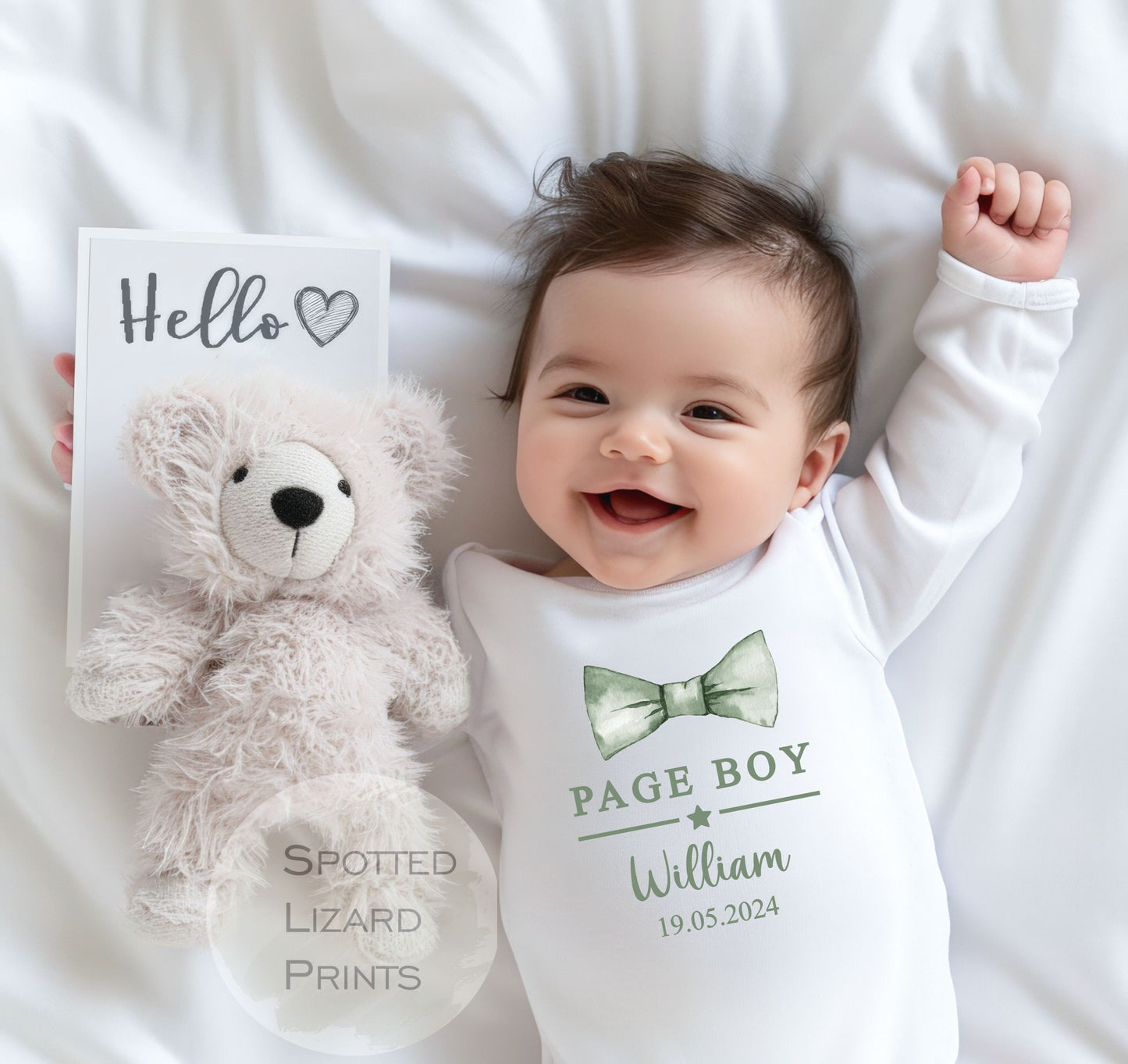 Personalised Page Boy Baby Sleepsuit Page Boy Sleepsuit, Bodysuit - Thank you, Wedding Gift, Page Boy Gift