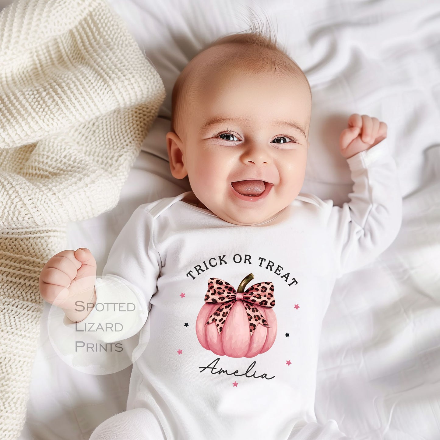 Personalised Halloween Baby Outfit, Baby Halloween Costume Gift Personalised First Halloween Sleepsuit, Halloween baby vest Trick or Treat
