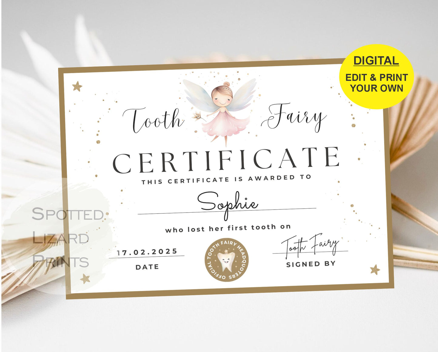 Tooth Fairy certificate download