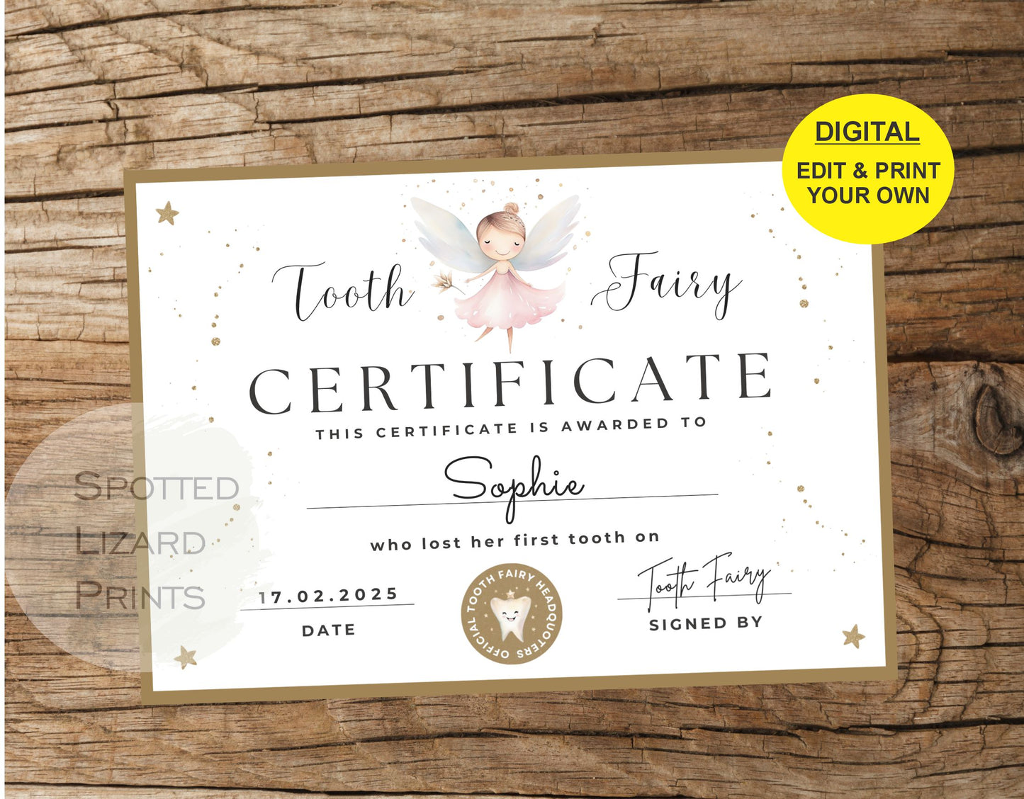 Tooth fairy certificate