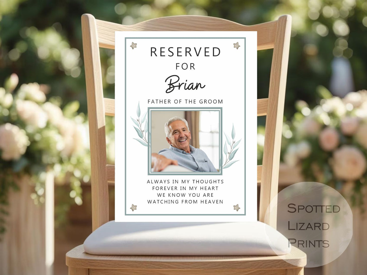 Remembrance reserved seat sign