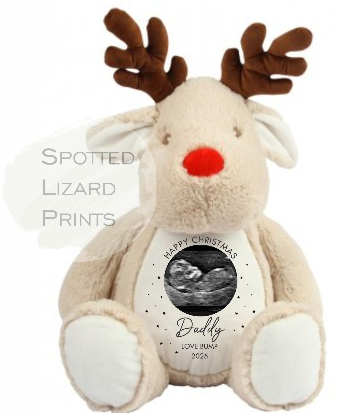 Christmas gift for new born Babies. Personalised soft toy. Baby scan image printed on.