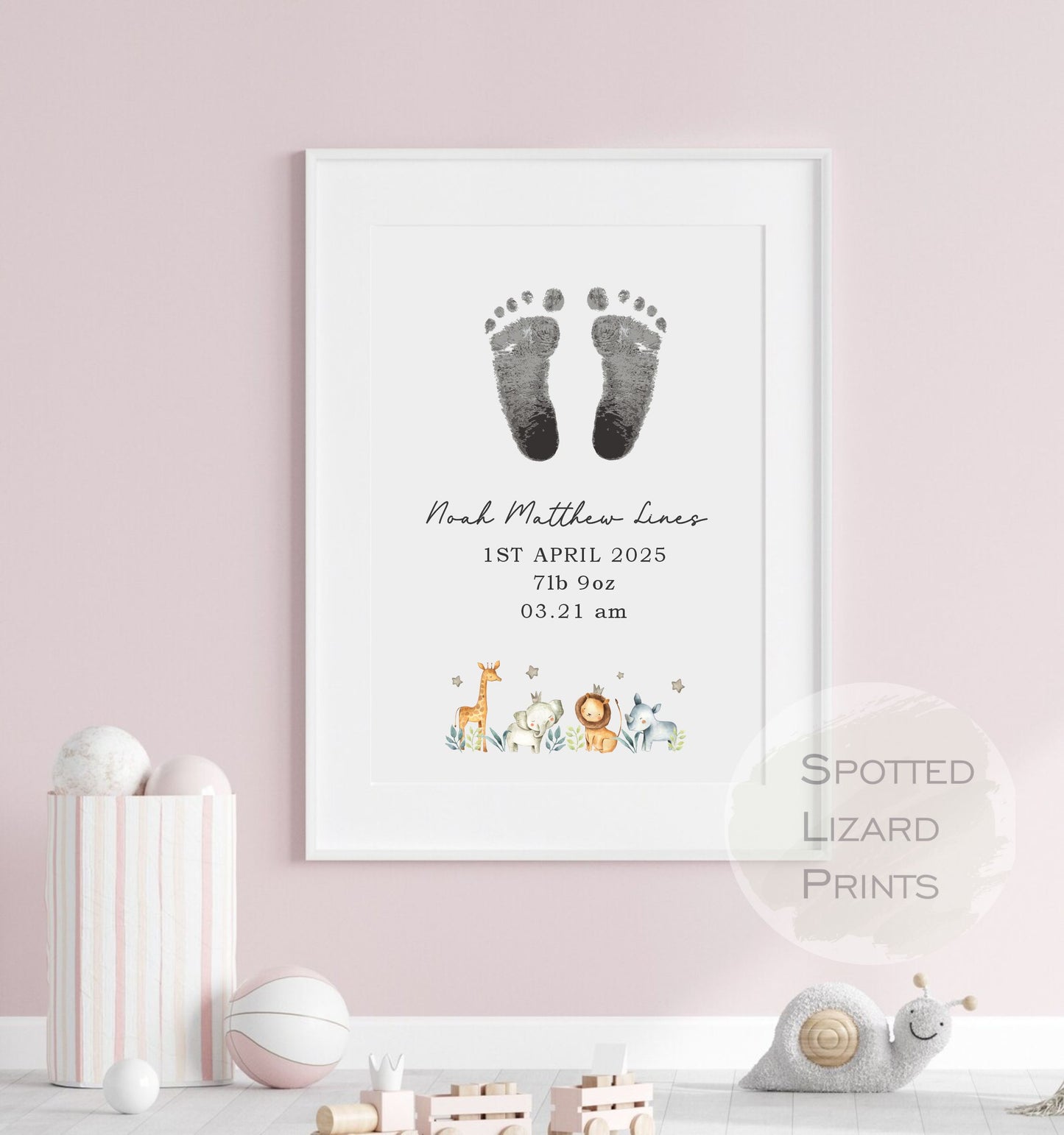 Baby footprint wall art. Babies feet printed onto decorative wall art