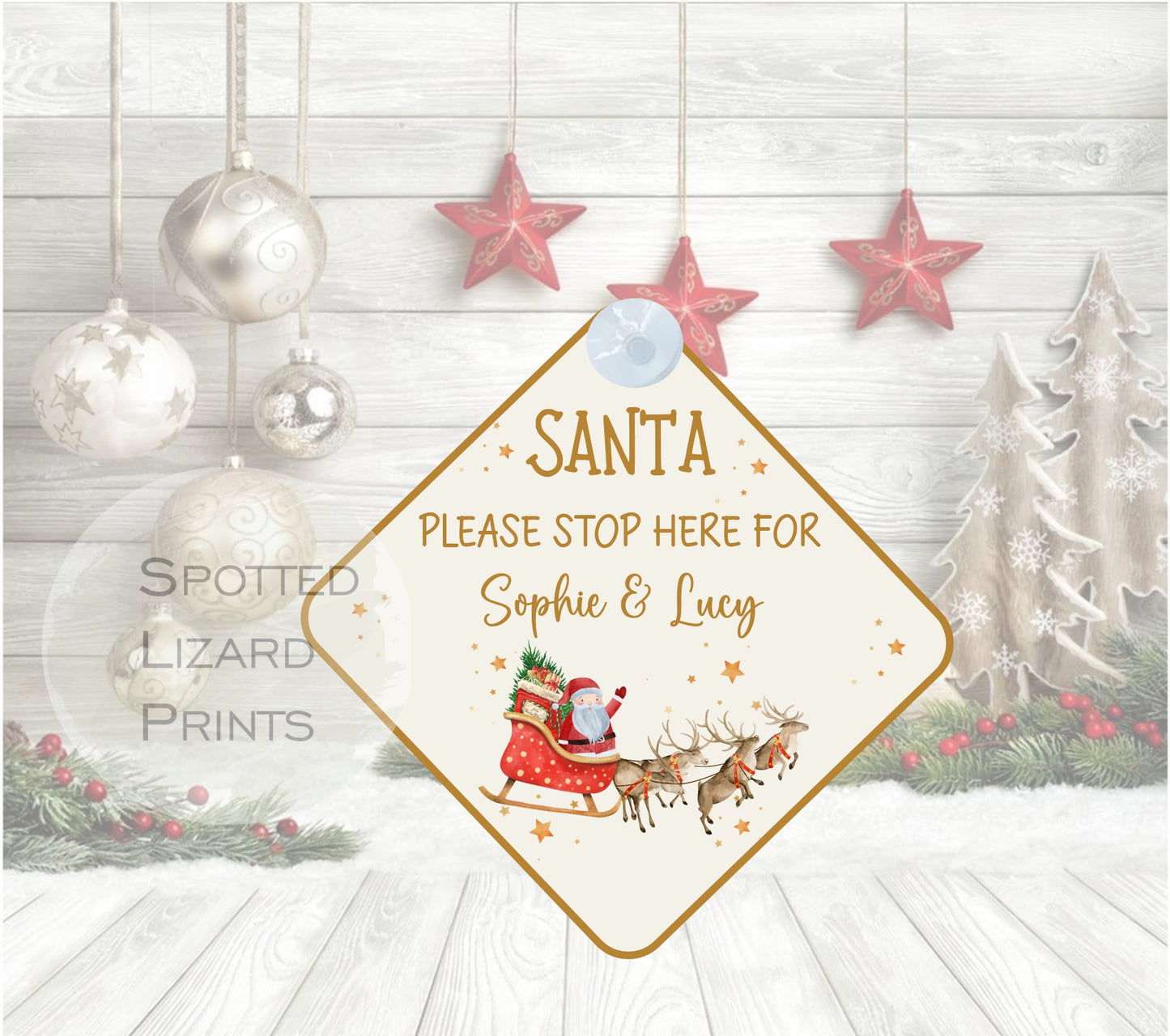 Santa stop here sign
