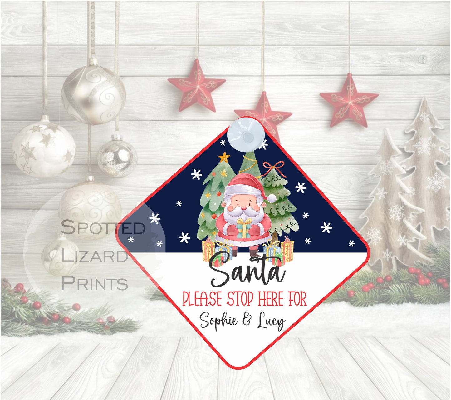 Santa stop here sign