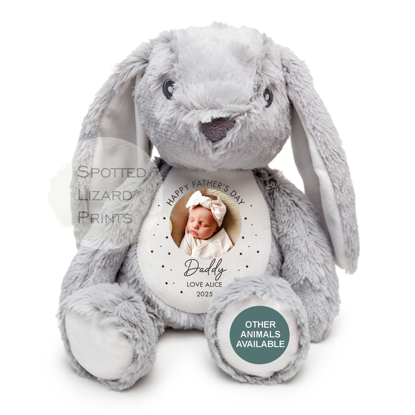 Fathers day gift for new born Babies. Personalised soft toy. Baby scan image printed on.
