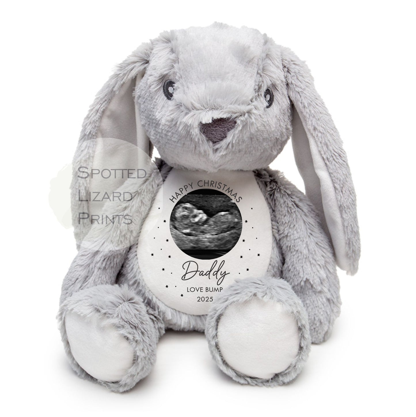 Christmas gift for new born Babies. Personalised soft toy. Baby scan image printed on.