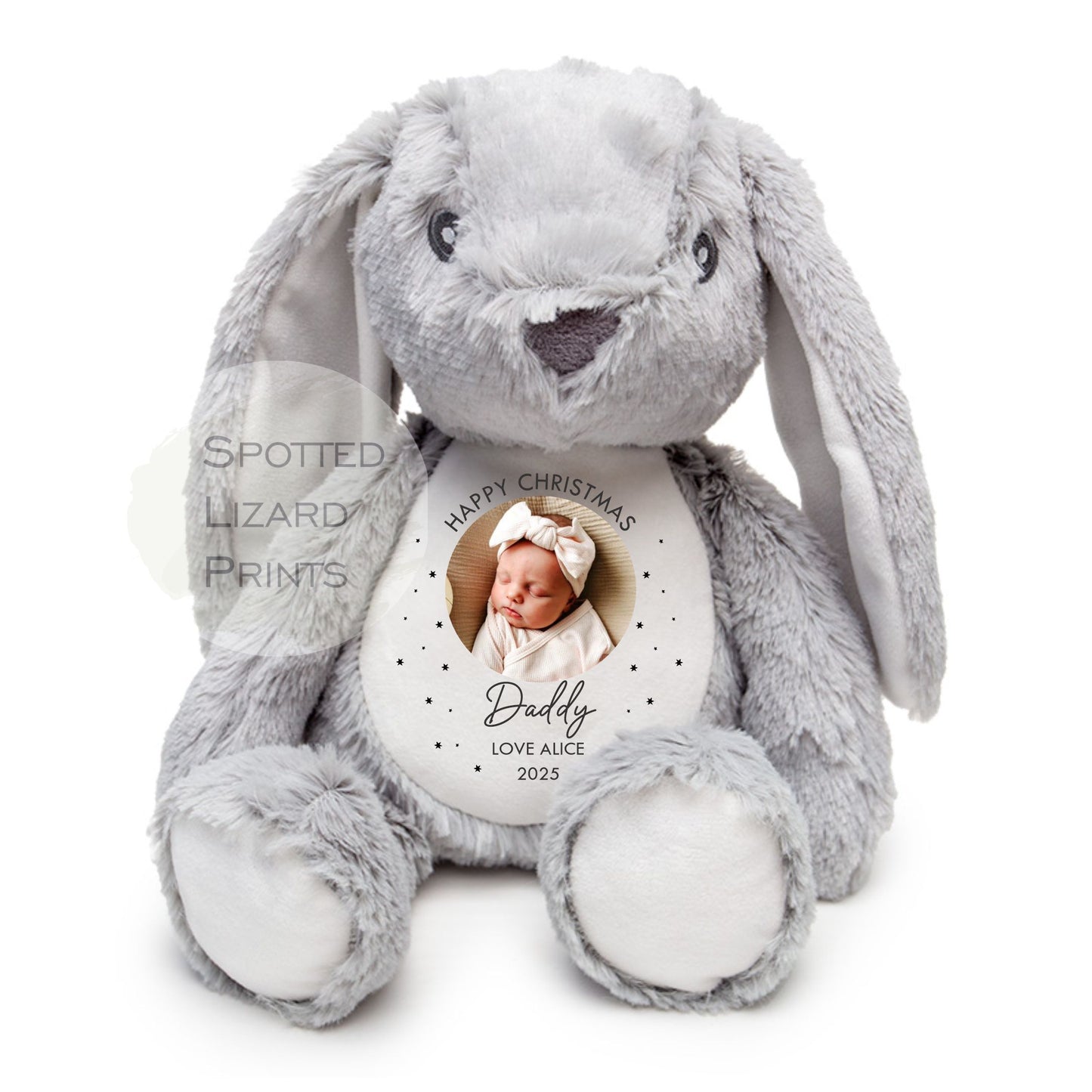 Christmas gift for new born Babies. Personalised soft toy. Baby scan image printed on.
