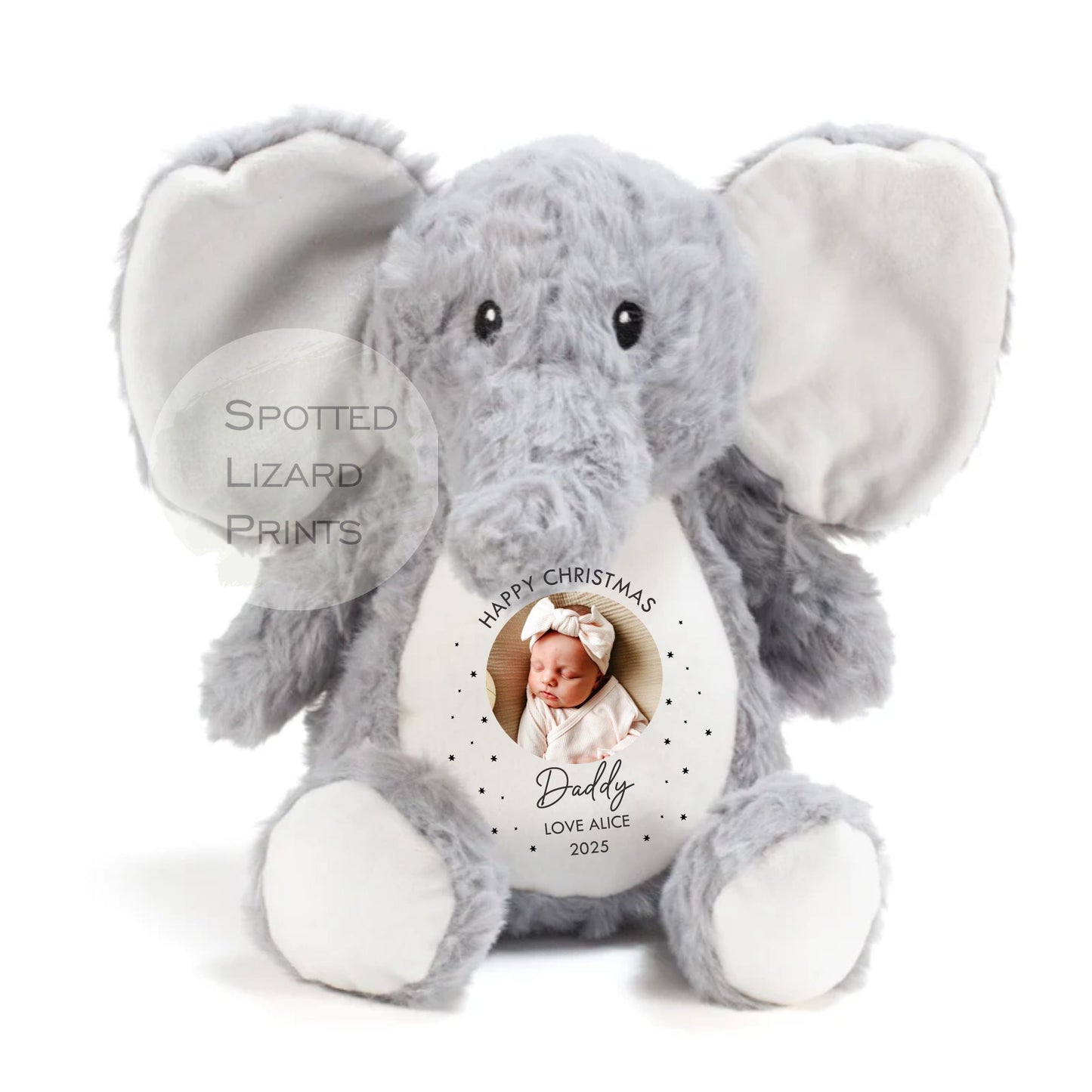 Christmas gift for new born Babies. Personalised soft toy. Baby scan image printed on.