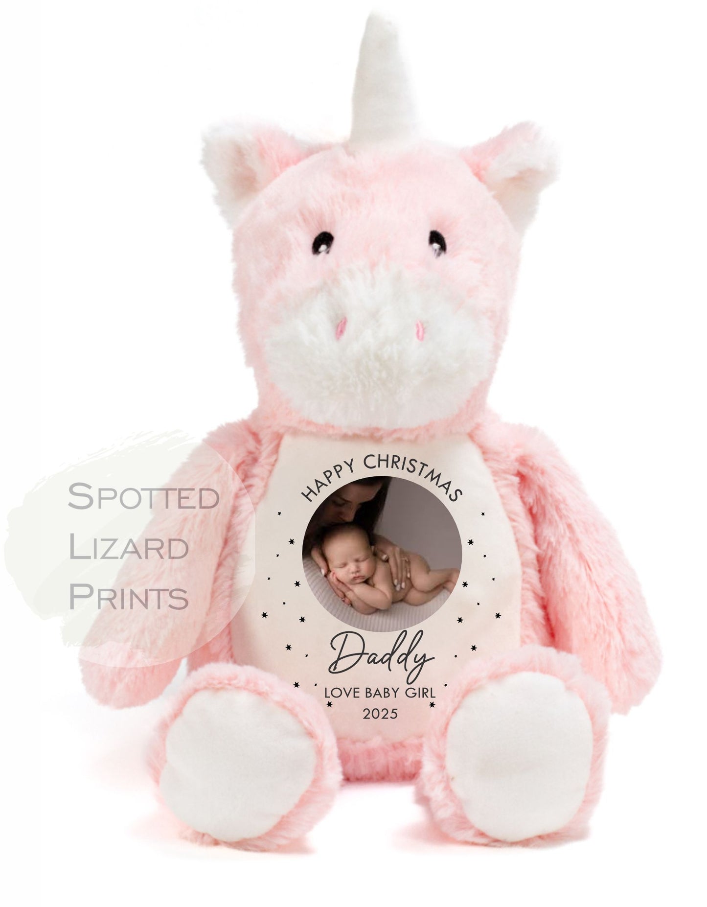 Christmas gift for new born Babies. Personalised soft toy. Baby scan image printed on.
