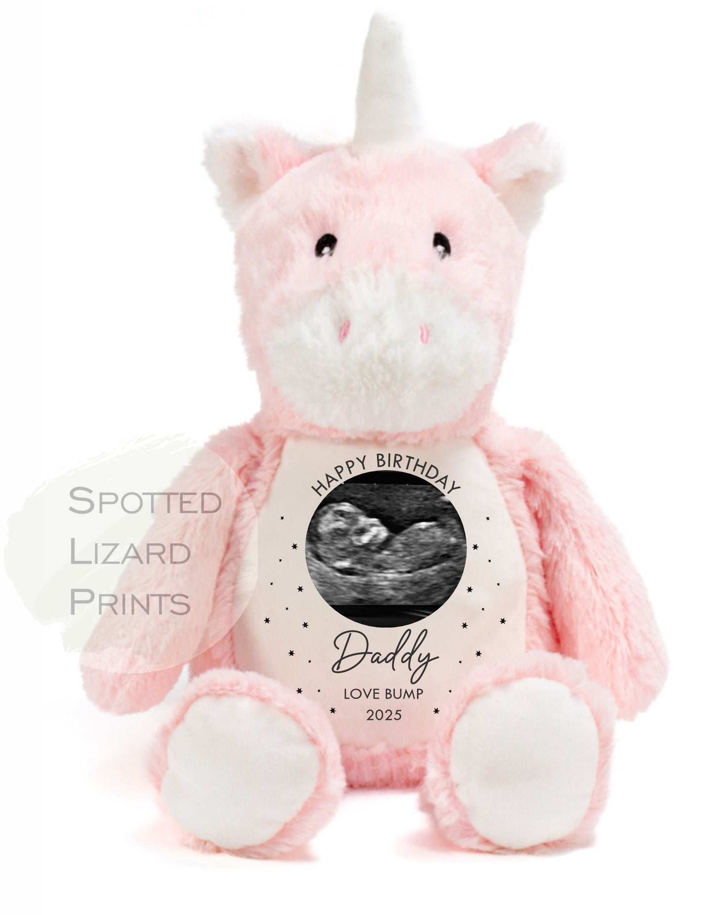 Happy Birthday Daddy Gift From Bump Bunny Soft Toy - Daddy Teddy Bear - Baby Scan Teddy - Birthday Gift From Bump, First Birthday Daddy Gift