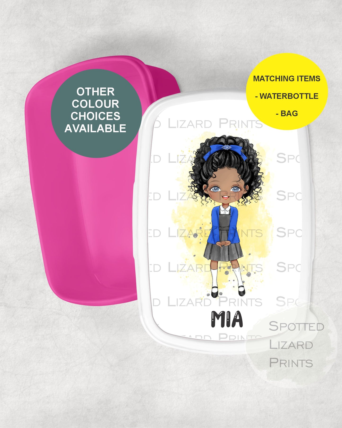 Pink Girls lunch Box. personalised Gift. Personalised with a name.