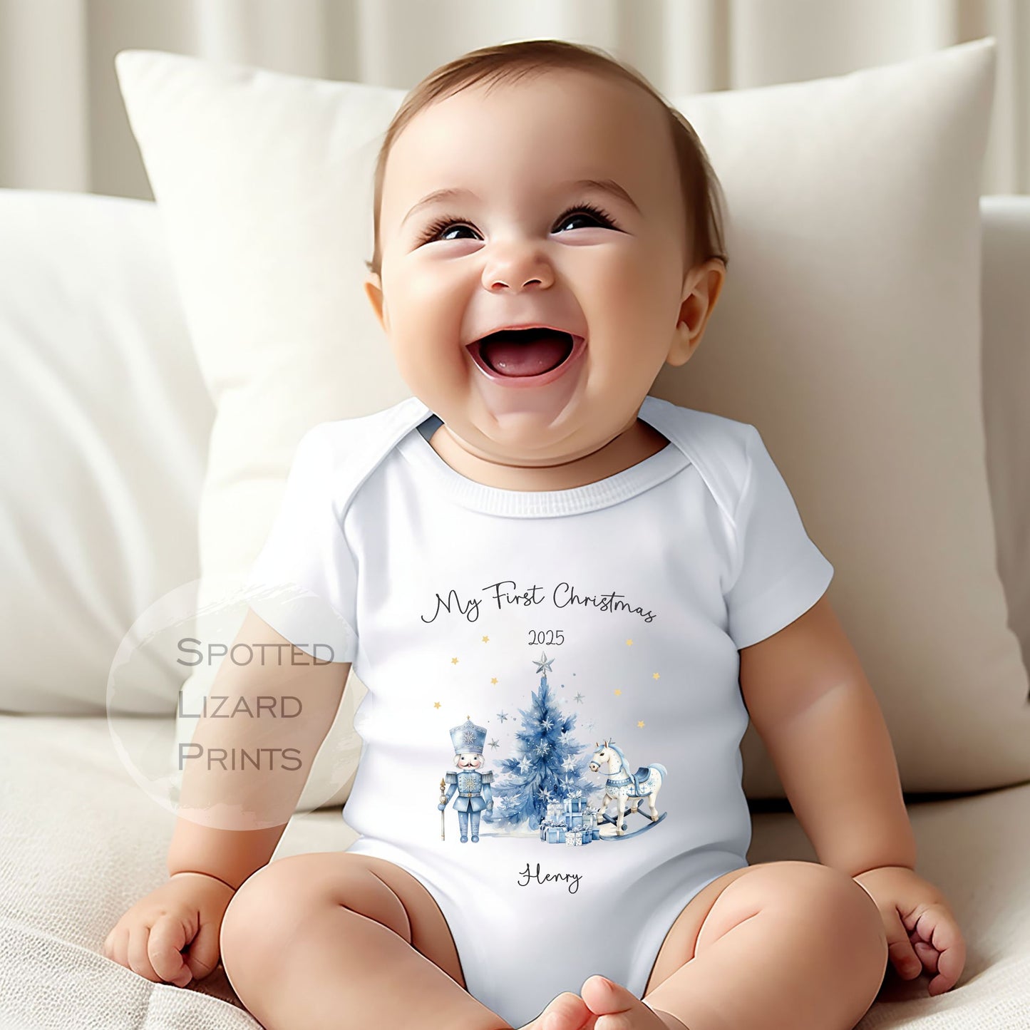 Personalised First Christmas Baby Outfit- My First Christmas Sleepsuit or Vest - 1st Xmas Soldier