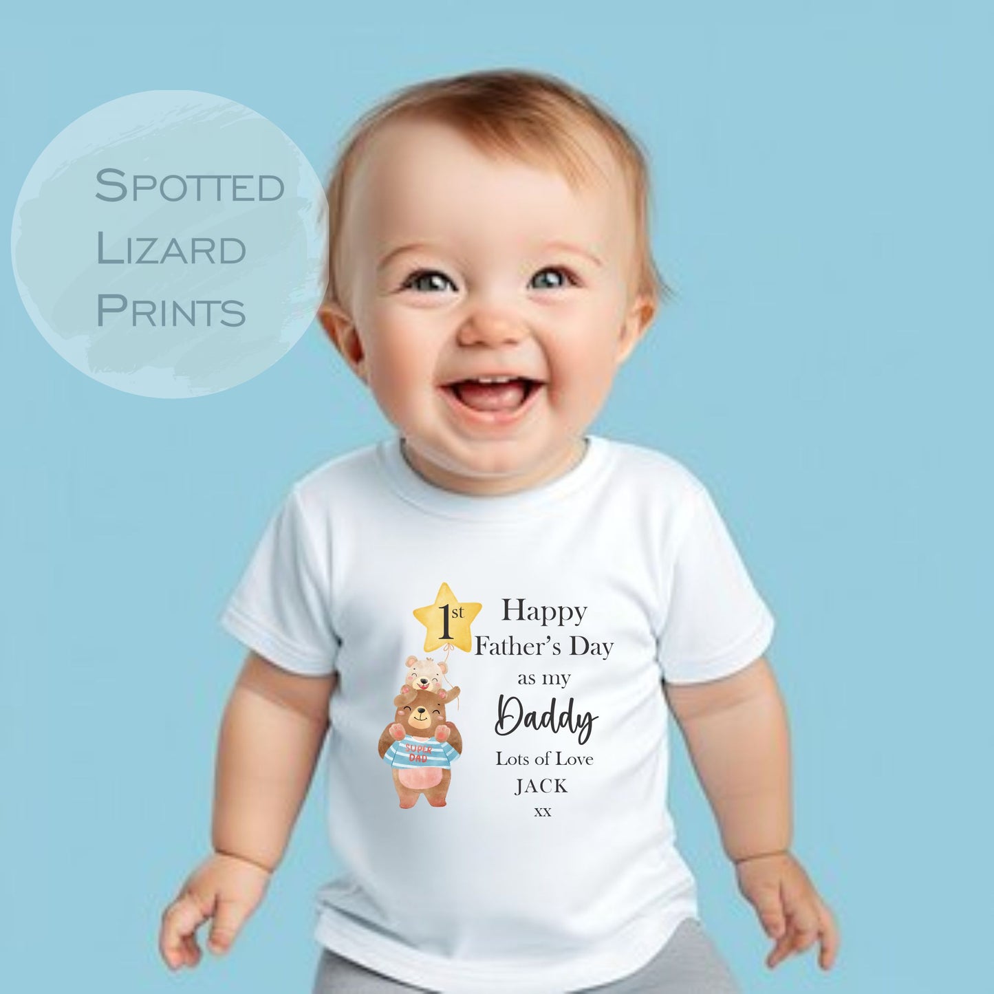 Super Dad. Fathers Day Gift. Personalised Baby T-Shirt. Gift for Dad
