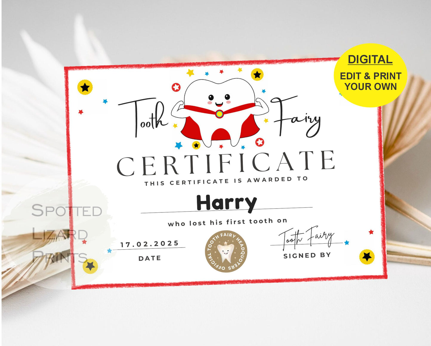 Tooth fairy certificate