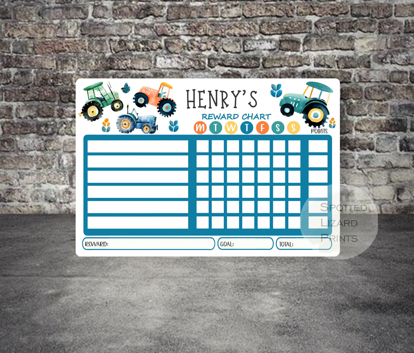 Personalised Tractor Reward Chart | Kids Reward Chart | Behaviour Chart - Goals - Points - Rewards