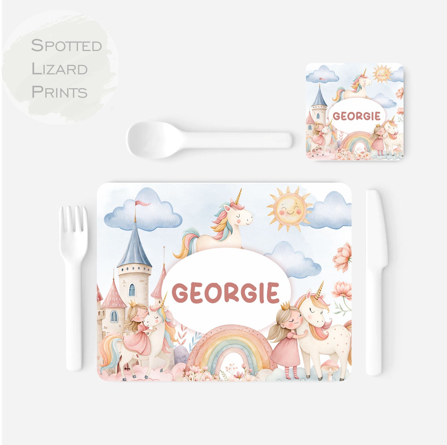 personalised unicorn children's placemat