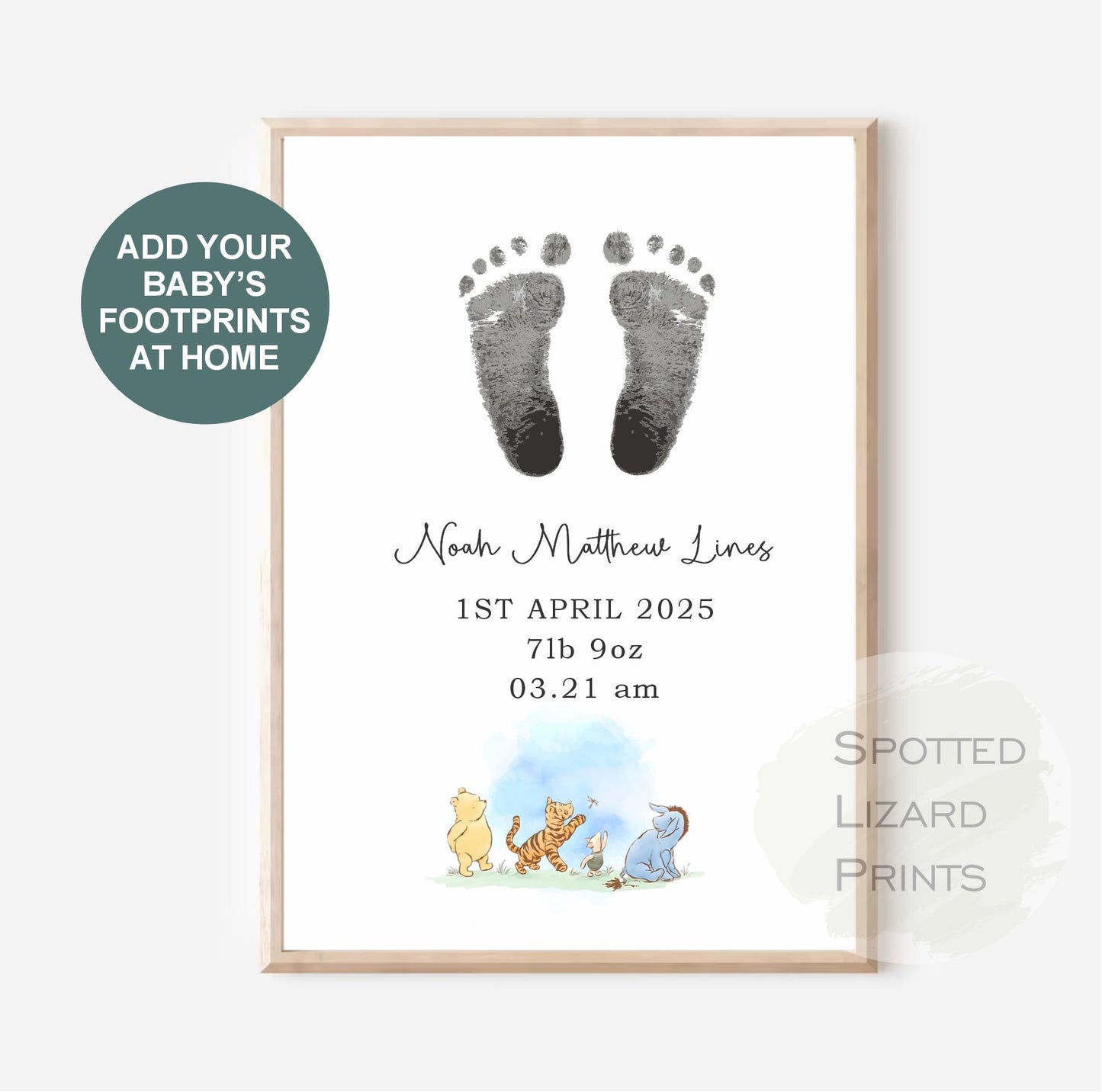 Baby footprint wall art. Babies feet printed onto decorative wall art