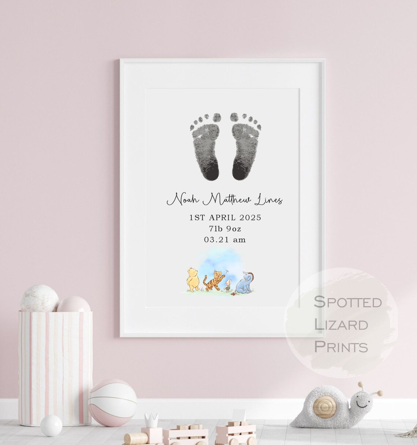 Baby footprint wall art. Babies feet printed onto decorative wall art