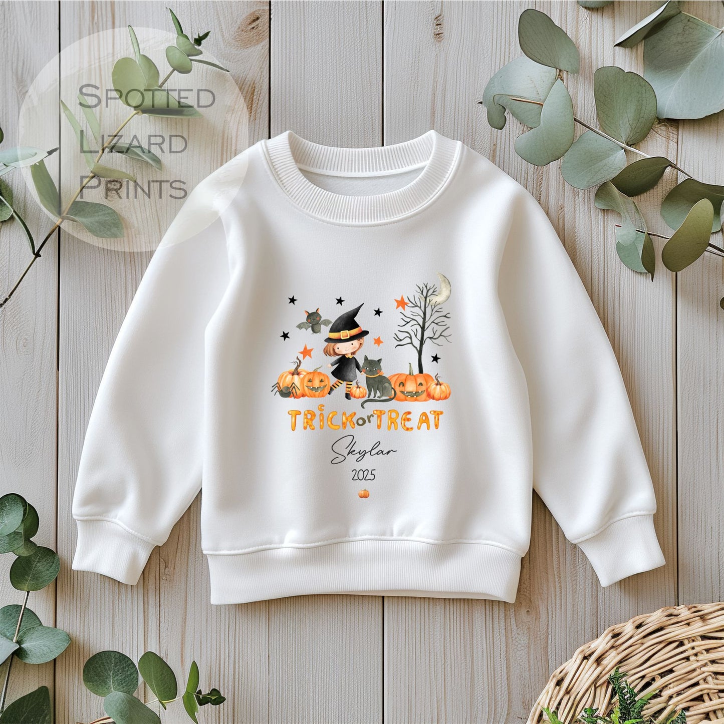 Personalised Cute Halloween Kids Sweatshirt Cute Pumpkin, Unisex Halloween Outfit, Spooky Outfit Trick or Treat Sweatshirt, Halloween jumper