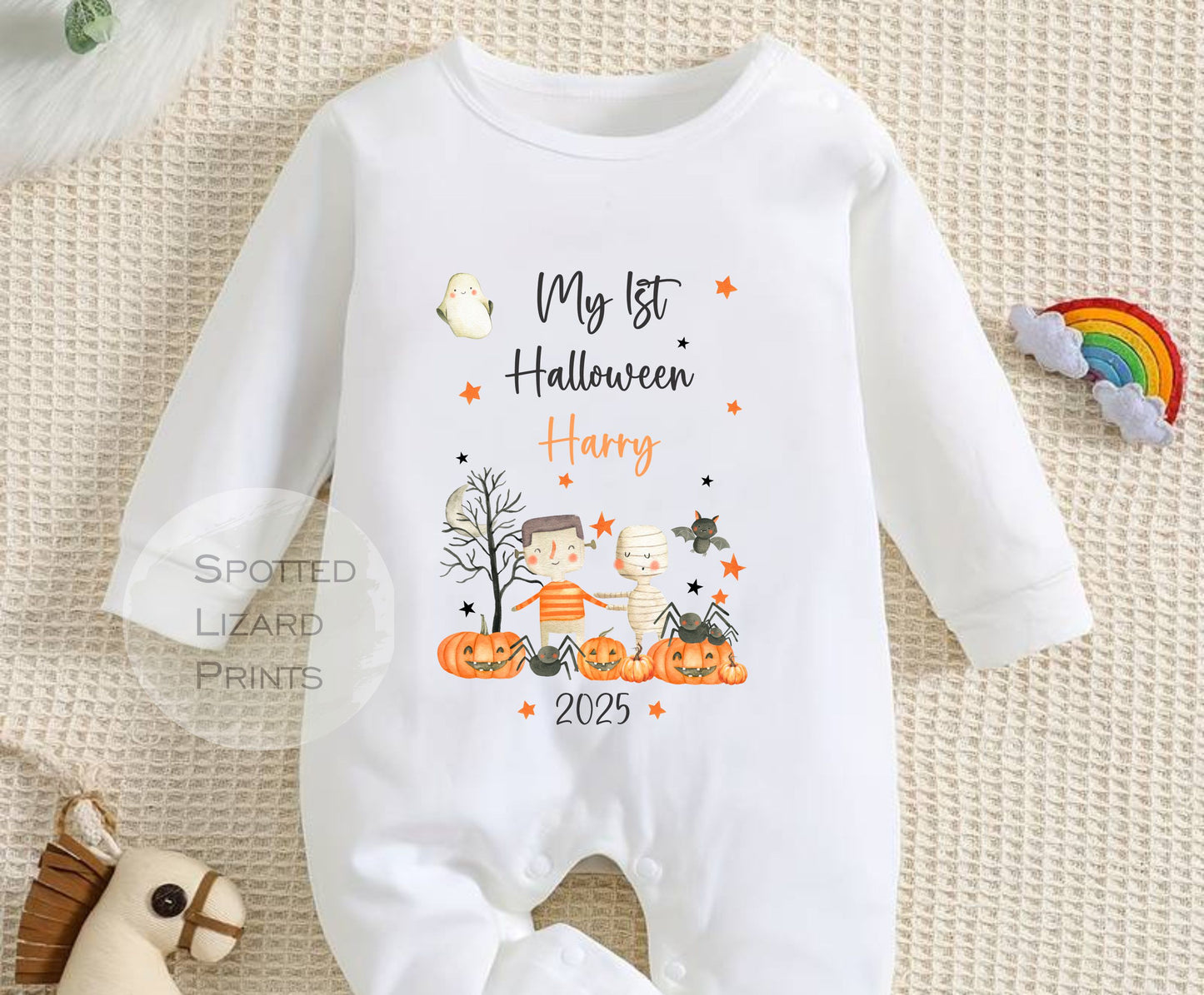 Personalised First Halloween Baby outfit | Baby Halloween Costume Gift | First Halloween Sleepsuit or Vest