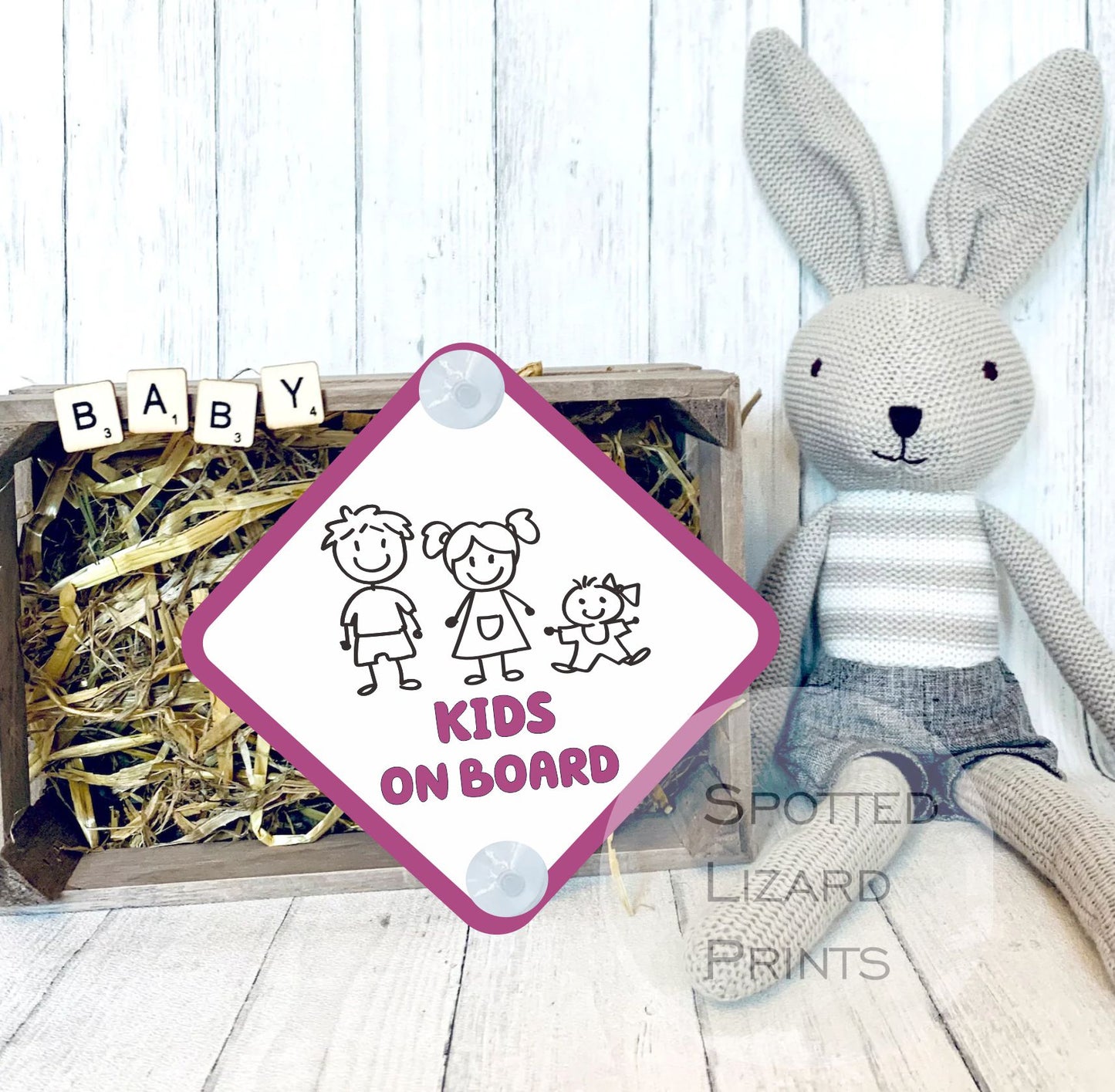 Personalised Stick Family Car Sign - Baby on Board | Child on Board