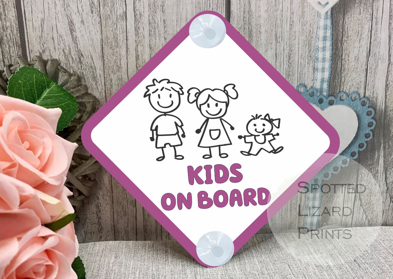 Personalised Stick Family Car Sign - Baby on Board | Child on Board