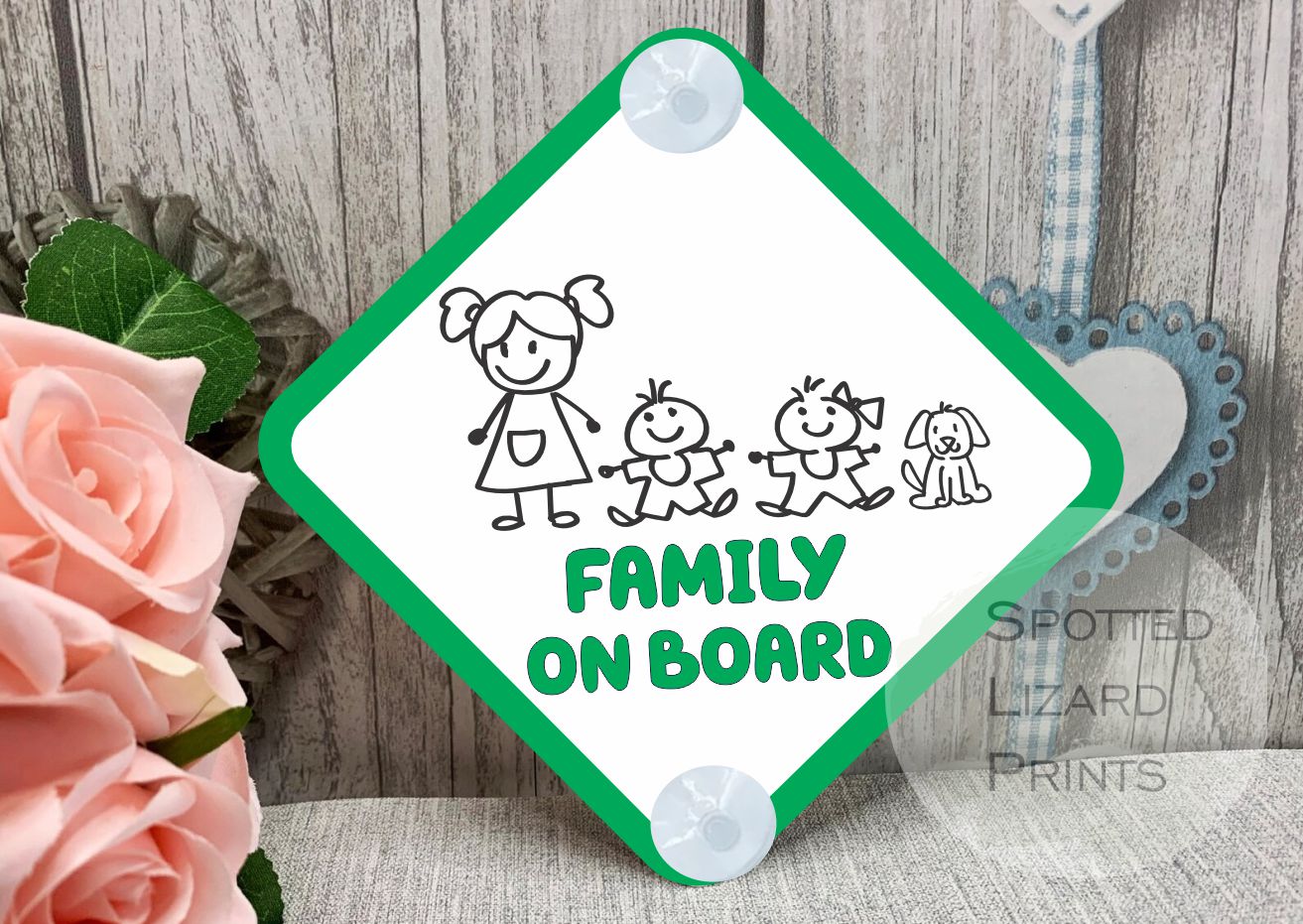 Personalised Stick Family Car Sign - Baby on Board | Child on Board