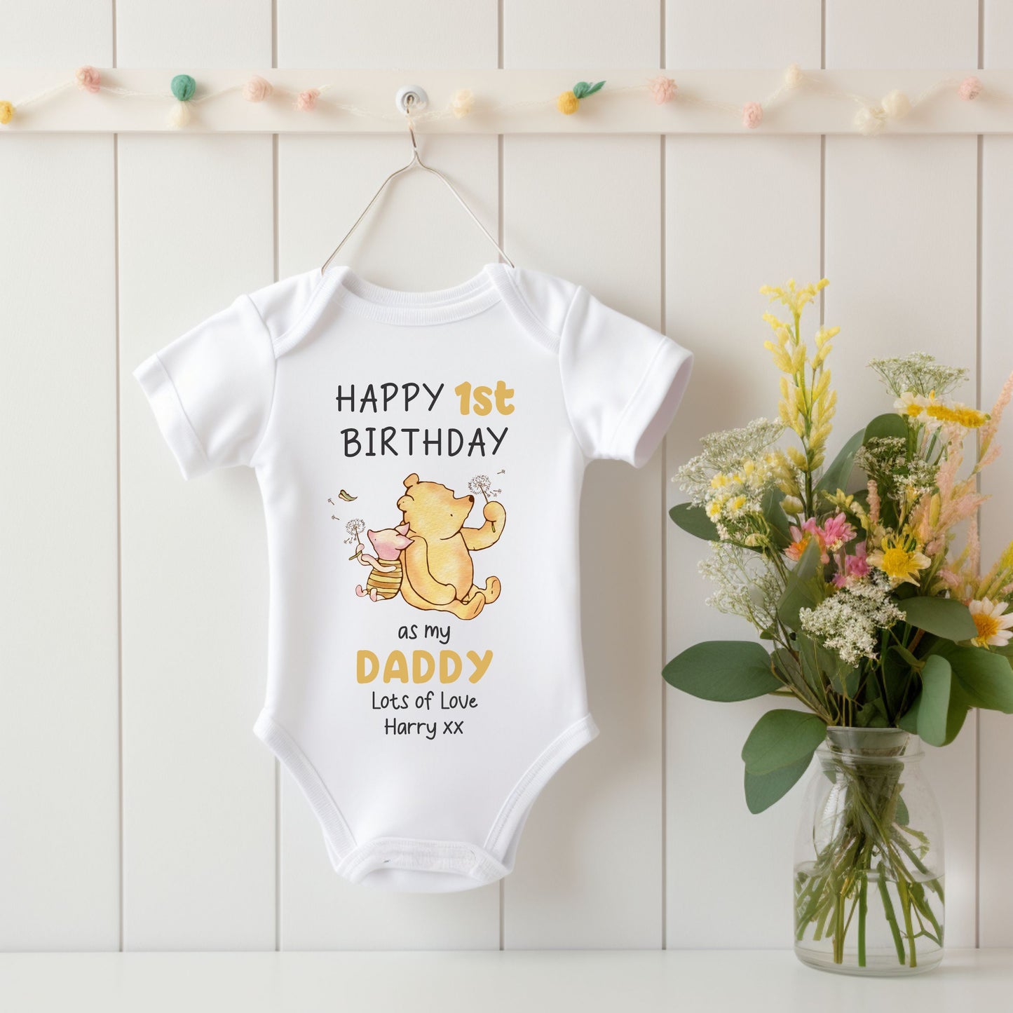 happy first birthday daddy personalised baby vest