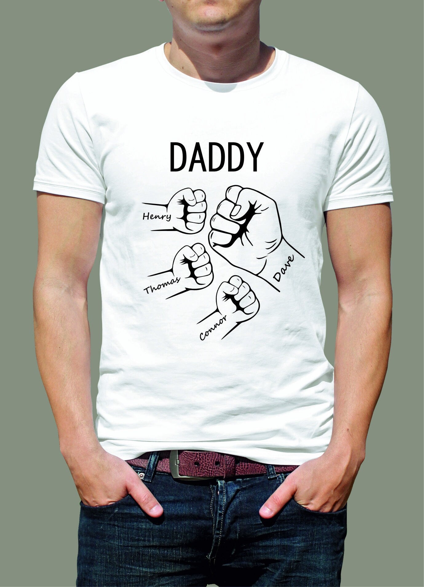 Personalised Fist Bump Daddy/Grandad T-shirts lovely unique gift for Birthday/Christmas or Father's Day