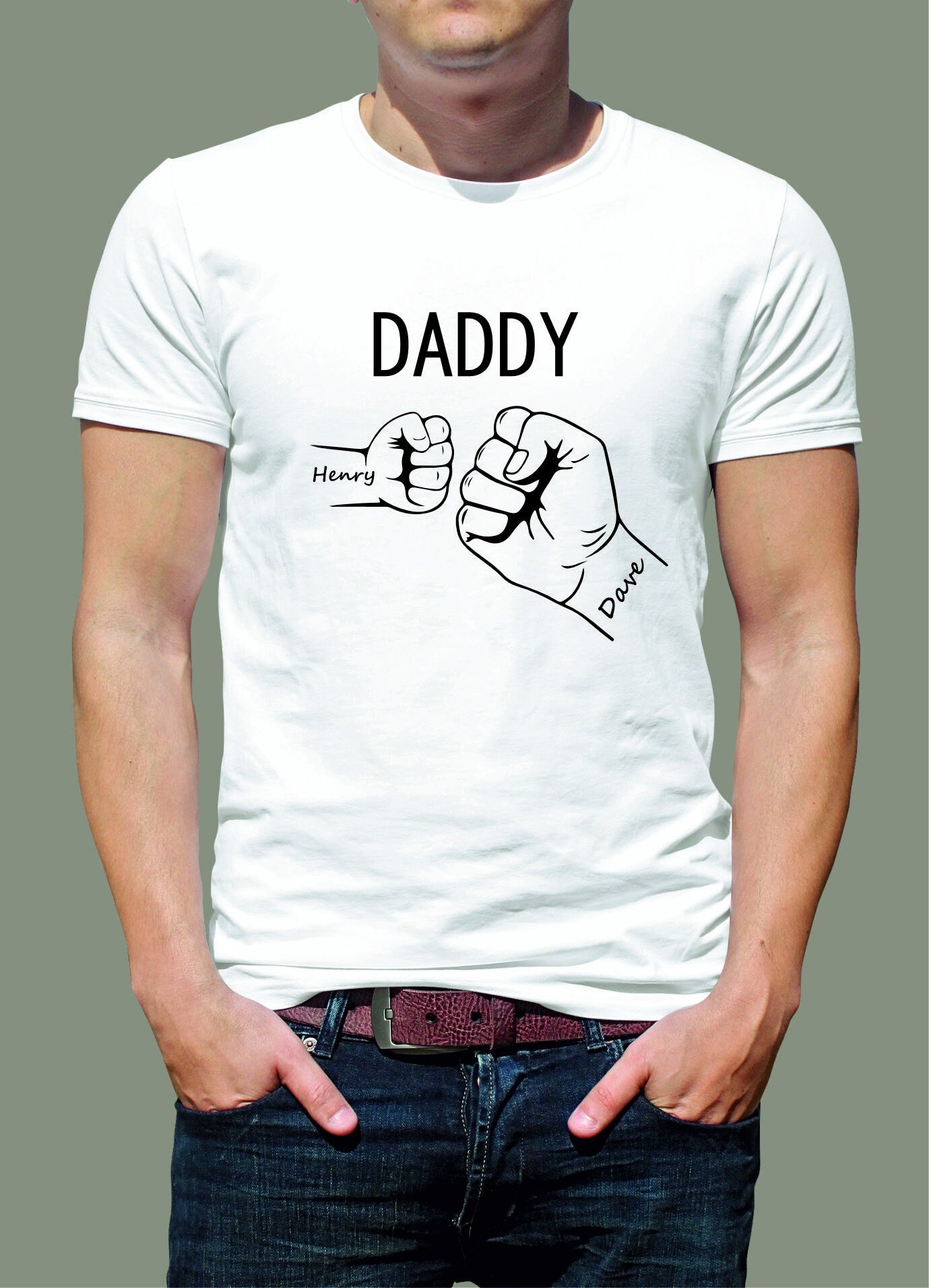 Personalised Fist Bump Daddy/Grandad T-shirts lovely unique gift for Birthday/Christmas or Father's Day