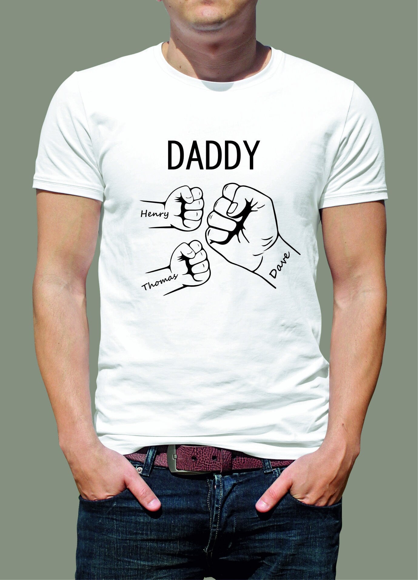Personalised Fist Bump Daddy/Grandad T-shirts lovely unique gift for Birthday/Christmas or Father's Day