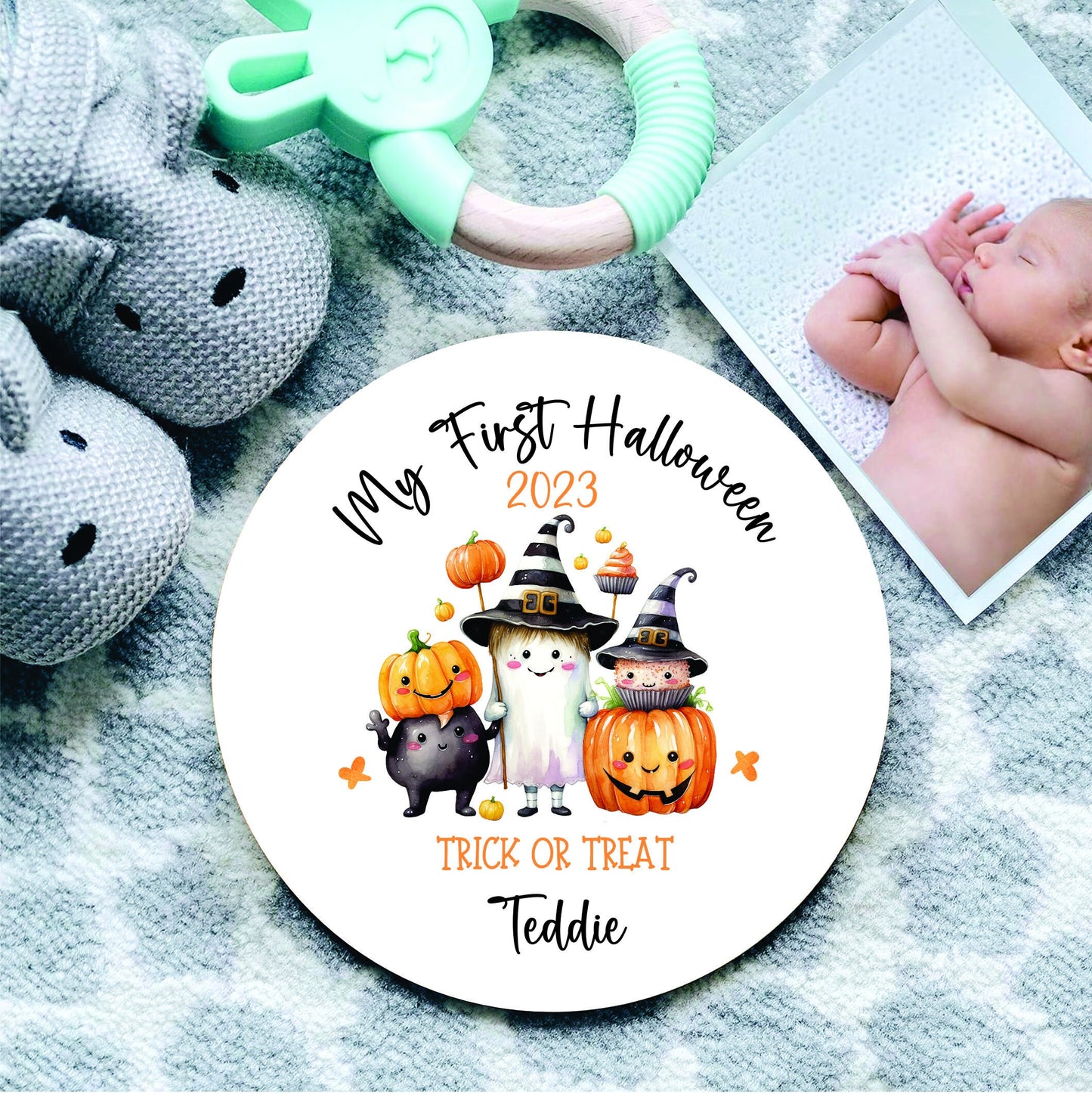 Personalised My First Halloween disc | Baby First Halloween milestone Coaster