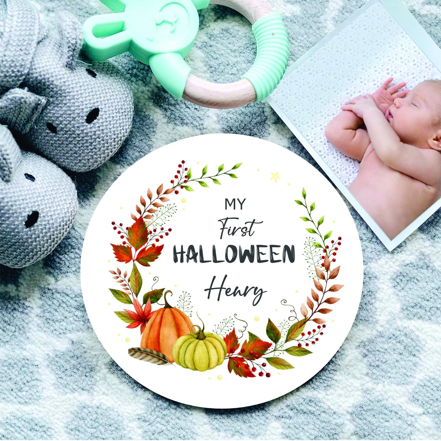 Personalised My First Halloween disc | Baby First Halloween milestone Coaster