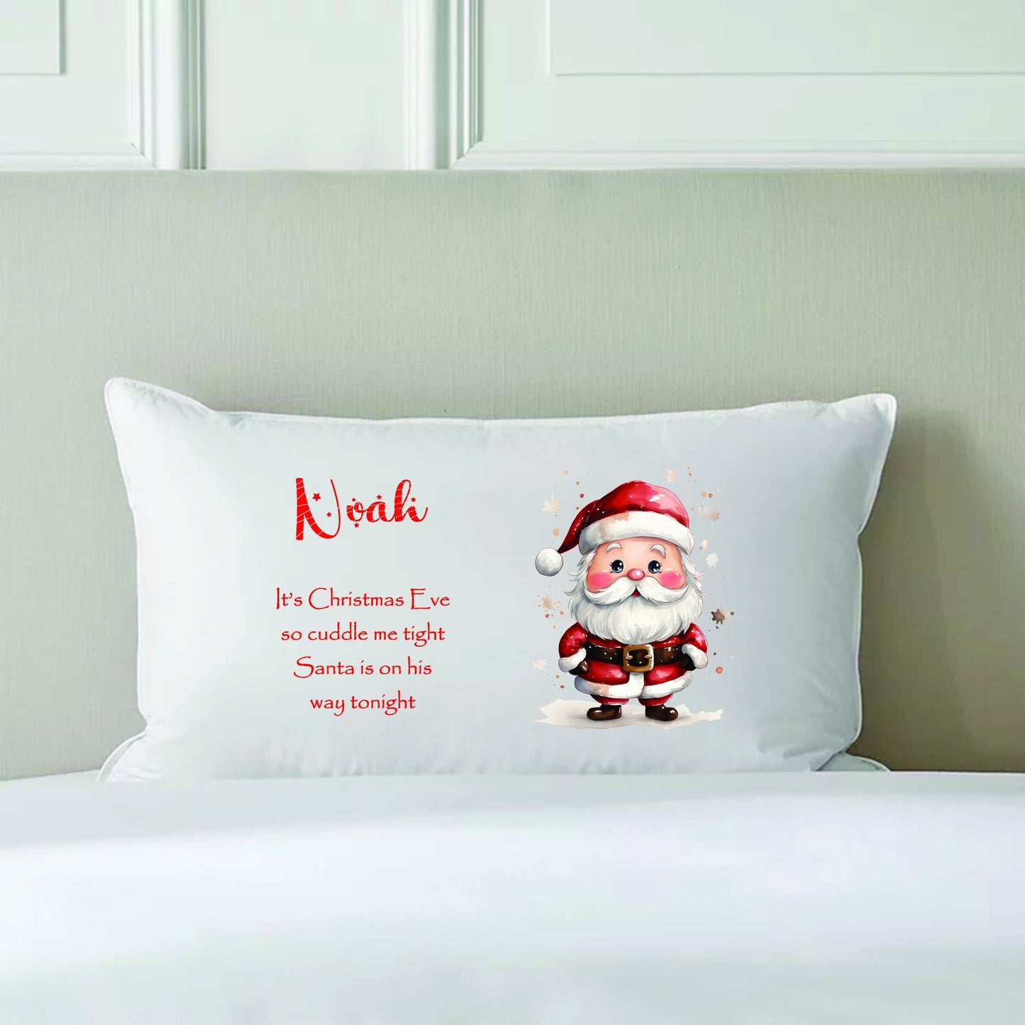 Christmas Pillow Case, Personalised Pillow, Christmas Eve Box Filler, Christmas Eve Pillowcase, Christmas Eve Box, White Pillow Cover