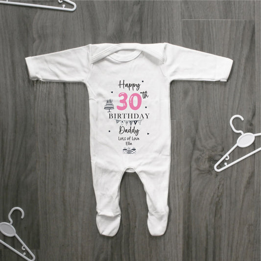 Happy 30th, 40th, 50th, 60th Birthday DADDY Baby Girl Outfit (First Birthday 1st Birthday Daddy Dad Birthday l New Dad Gift | Love My Dad)