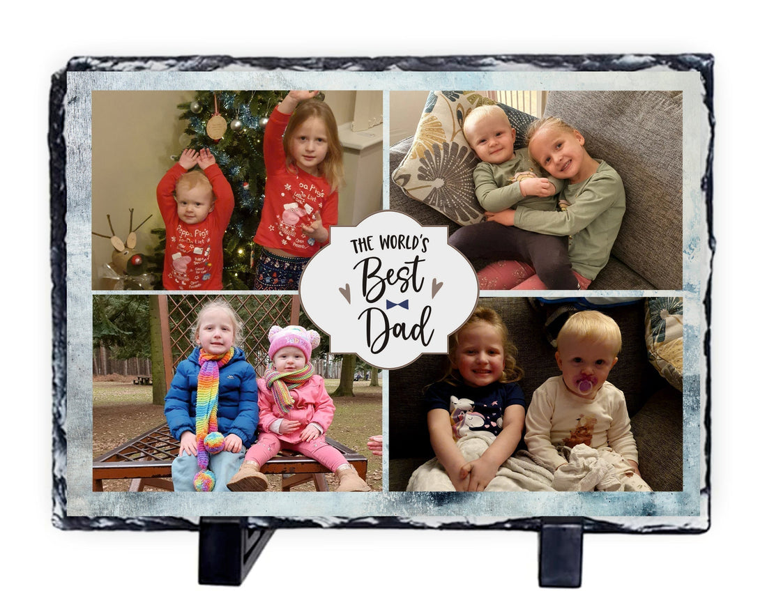 Personalised Best Dad Ever Photo Slate, Best Grandad Ever Photo Slate, Father's Day, Photo Slate Gift  - Christmas - Birthday