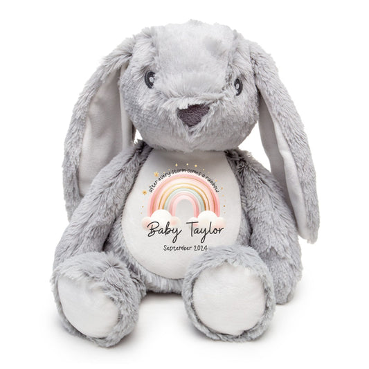 After Every Storm comes a rainbow Baby Teddy - IVF New baby arrival gift, new baby soft toy | miracle baby | rainbow baby