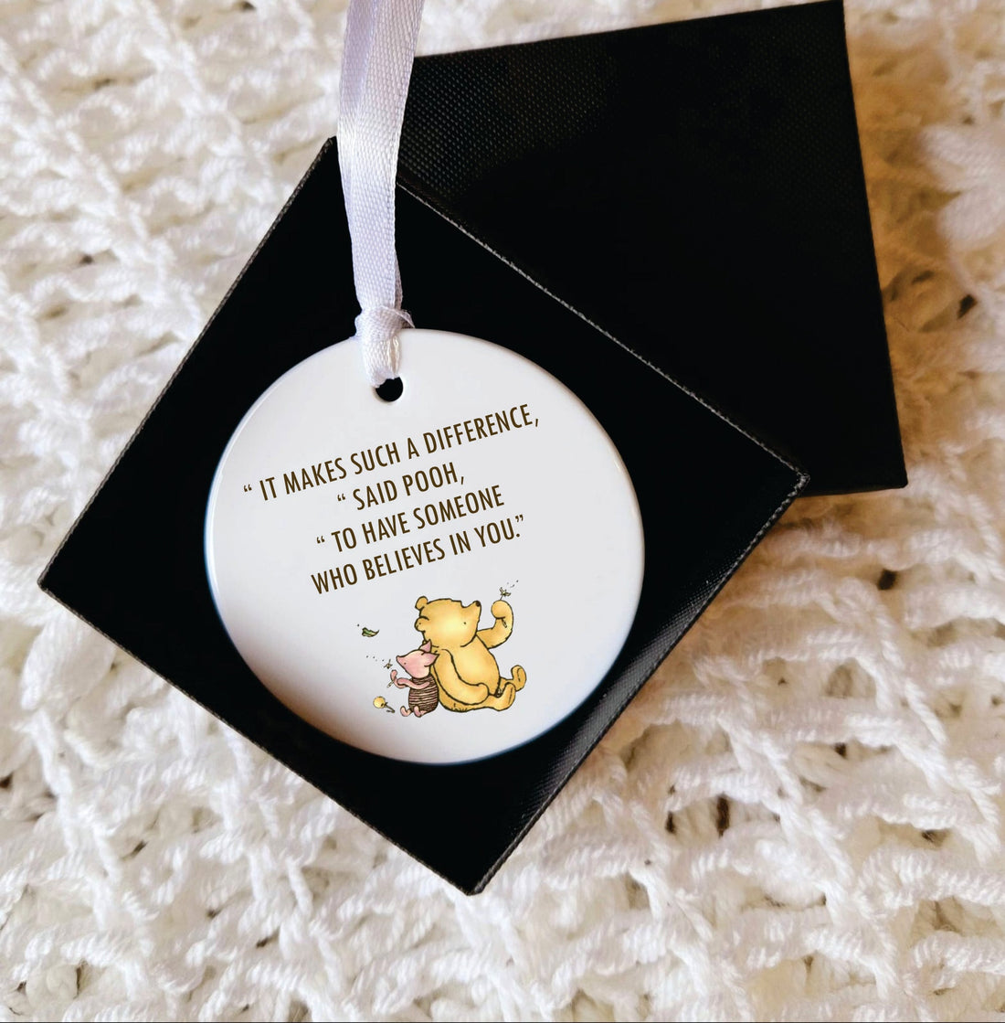 Winnie the Pooh Teacher Christmas Bauble - Unique Gift, Ceramic Ornament, Teacher Christmas Gift, It makes such a difference