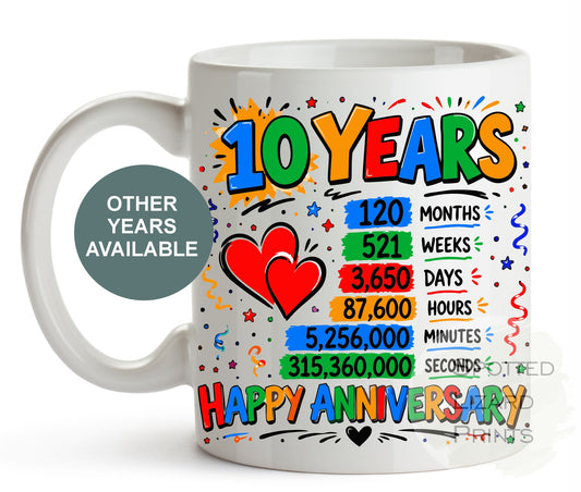 10 Year Anniversary Mug Gift for Husband Wife | 10th Anniversary Coffee Mug | Ten Years Together Gift for Couple Friend Family Tin/Aluminum