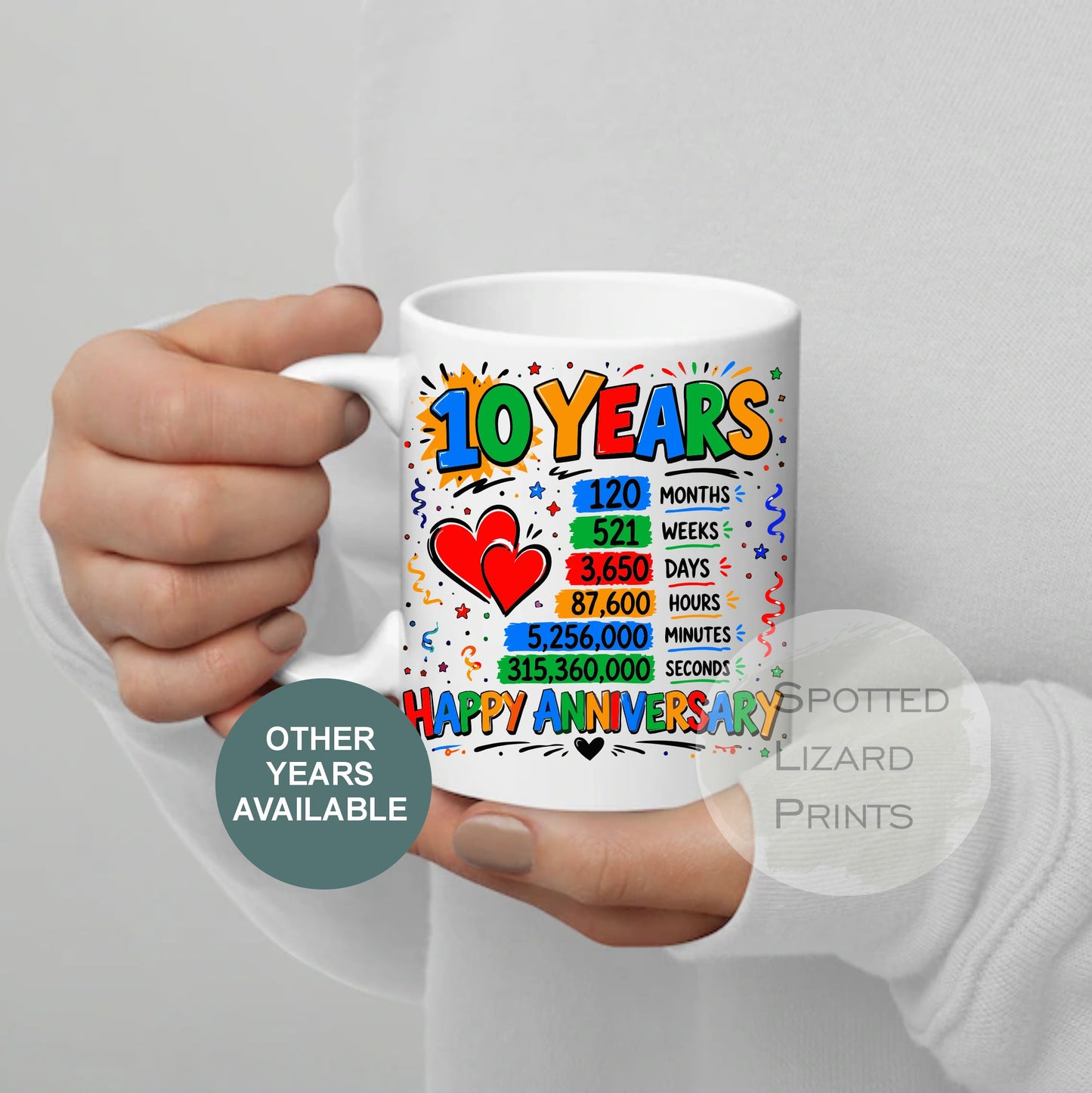 10 Year Anniversary Mug Gift for Husband Wife | 10th Anniversary Coffee Mug | Ten Years Together Gift for Couple Friend Family Tin/Aluminum