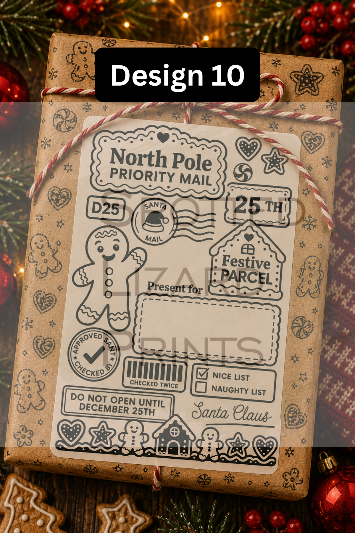 Personalised Christmas Gift Labels | North Pole Priority Mail Parcel Stickers | Blank or Custom Name Christmas Present Labels