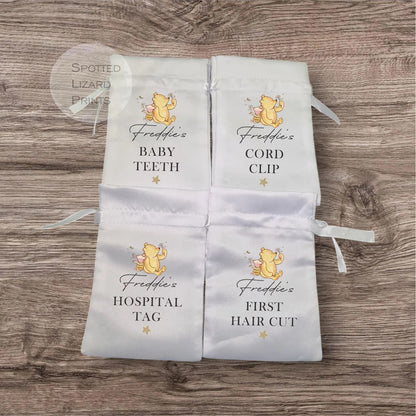 Baby hospital tag keepsake bag.