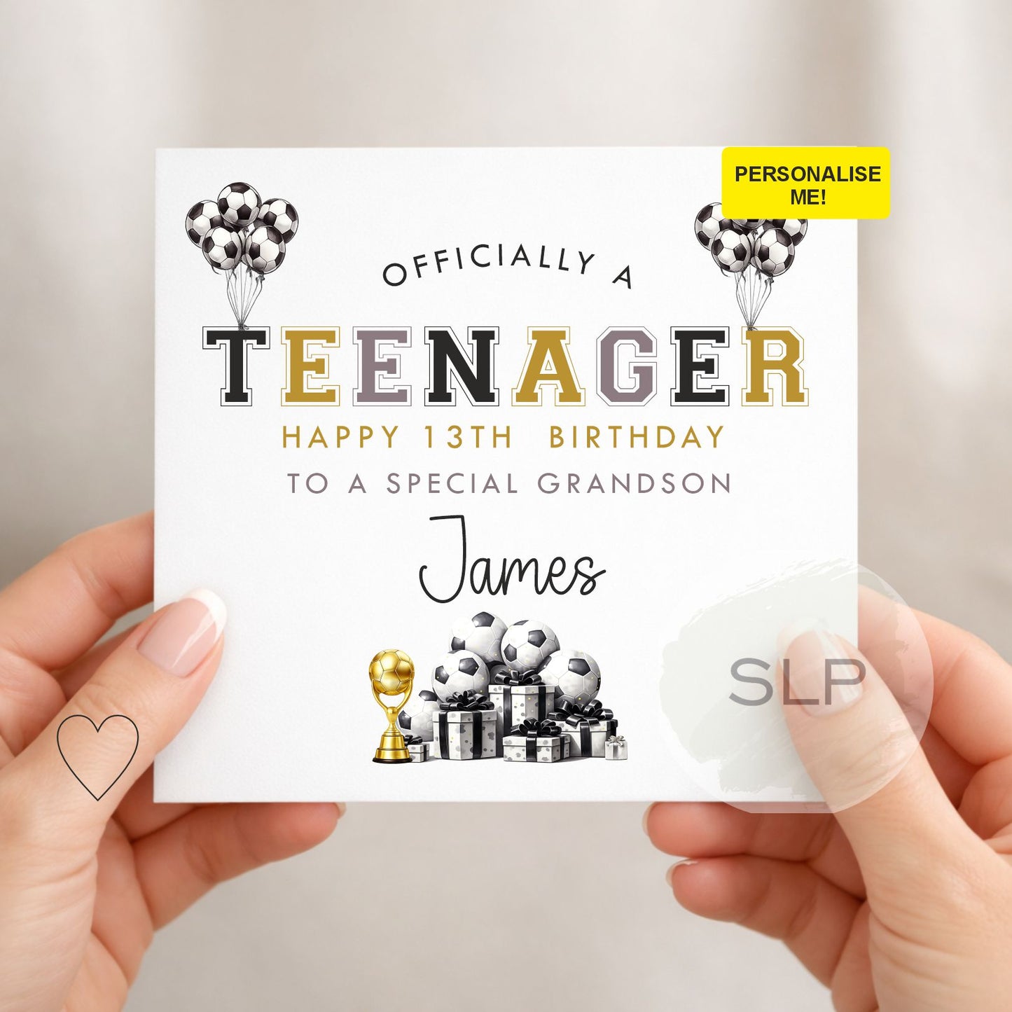 Personalised 13th Birthday Card Football | Officially a Teenager Card | Soccer 13th Birthday Card, Teen Birthday Card