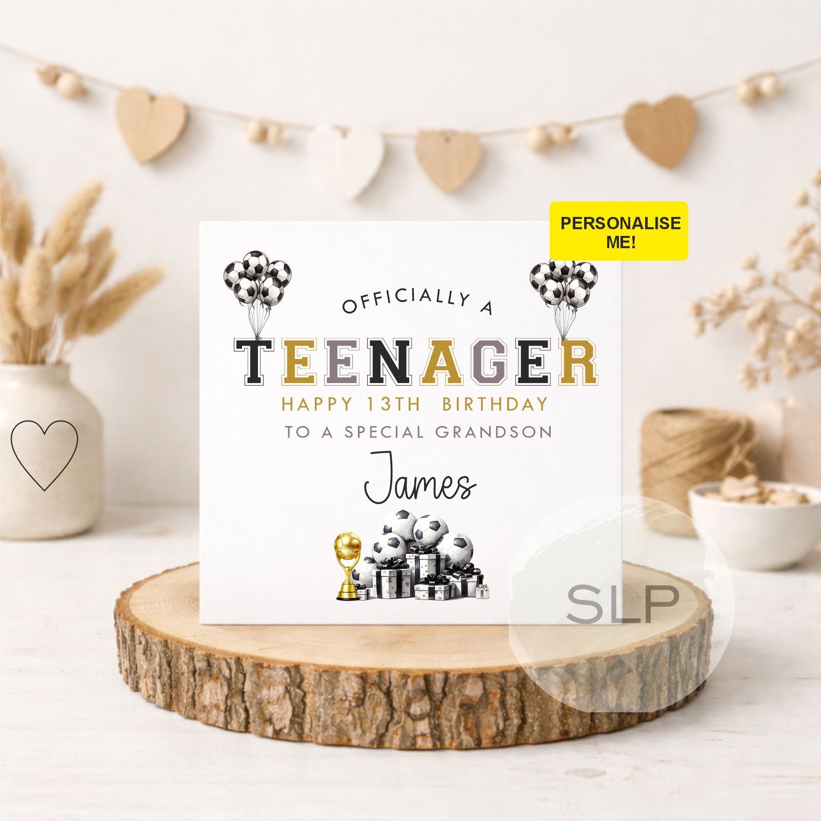 Personalised 13th Birthday Card Football | Officially a Teenager Card | Soccer 13th Birthday Card, Teen Birthday Card