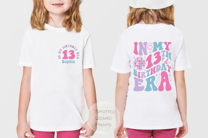 Personalised in my 13th Birthday Era Birthday T-shirt, 13th Birthday shirt, Teenage Era shirt, Birthday Girl t-shirt