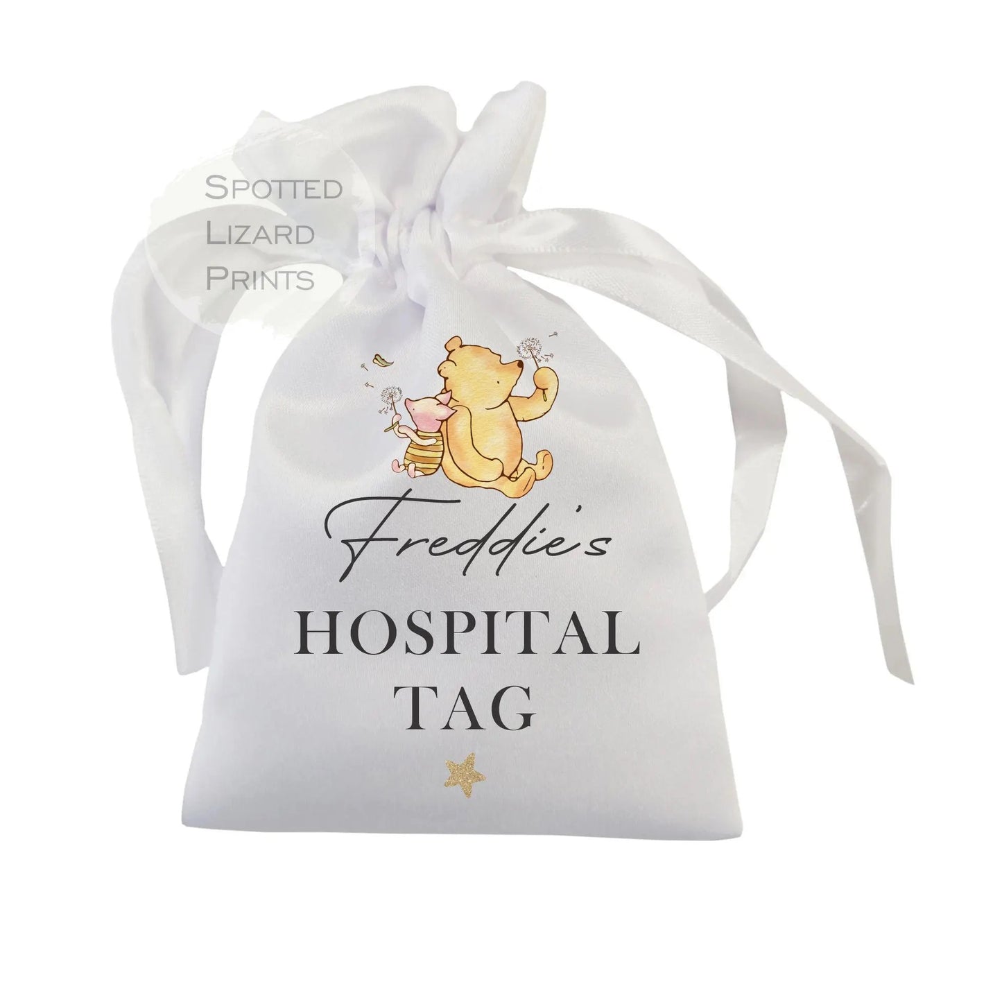 Baby hospital tag keepsake bag.