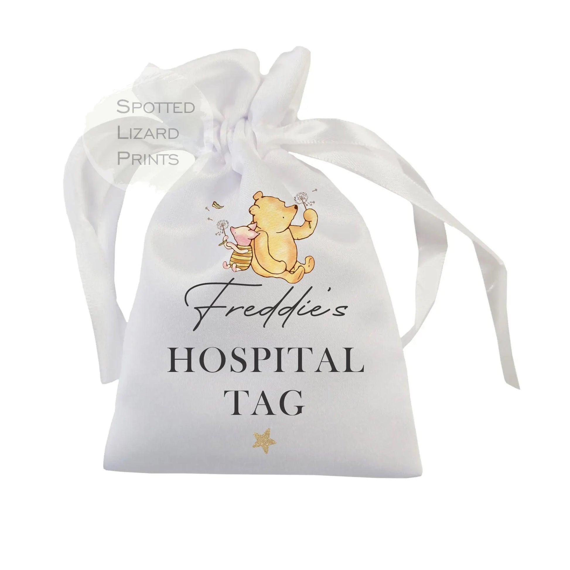 Baby hospital tag keepsake bag.