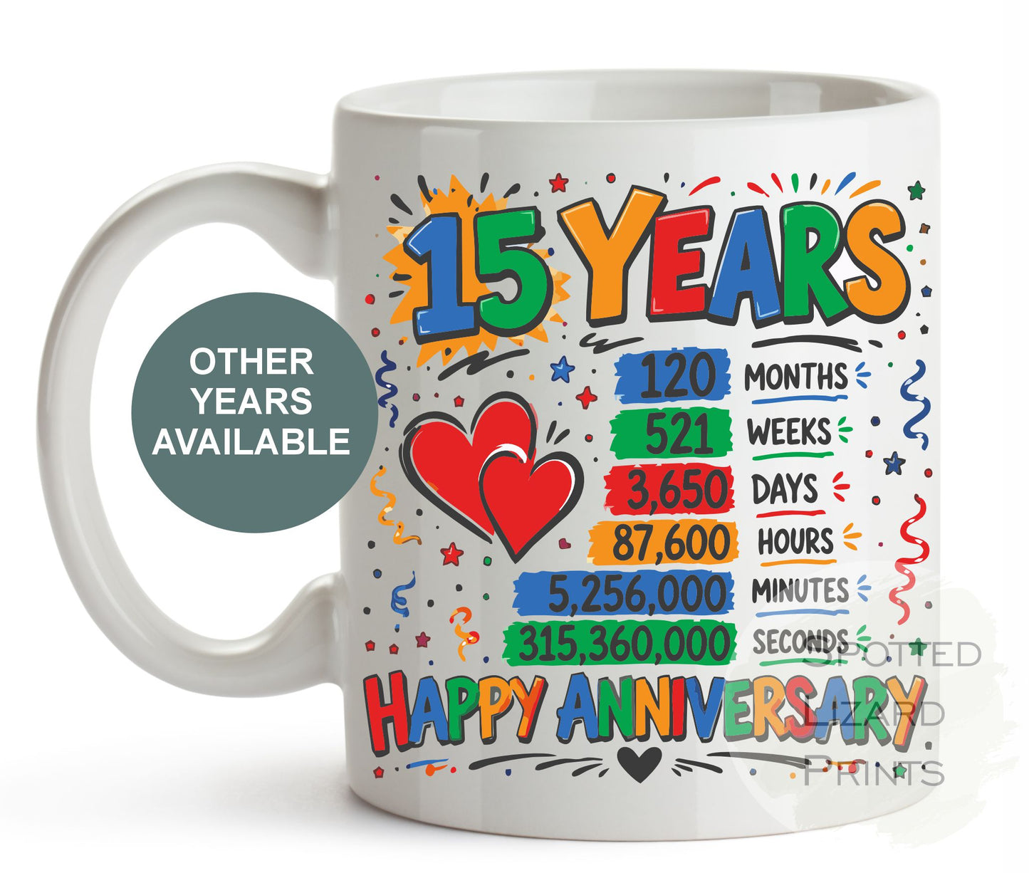 15 Year Anniversary Mug Gift for Husband Wife | 15th Anniversary Coffee Mug | Fifteen Years Together Gift for Couple Friend Family Crystal Anniversary